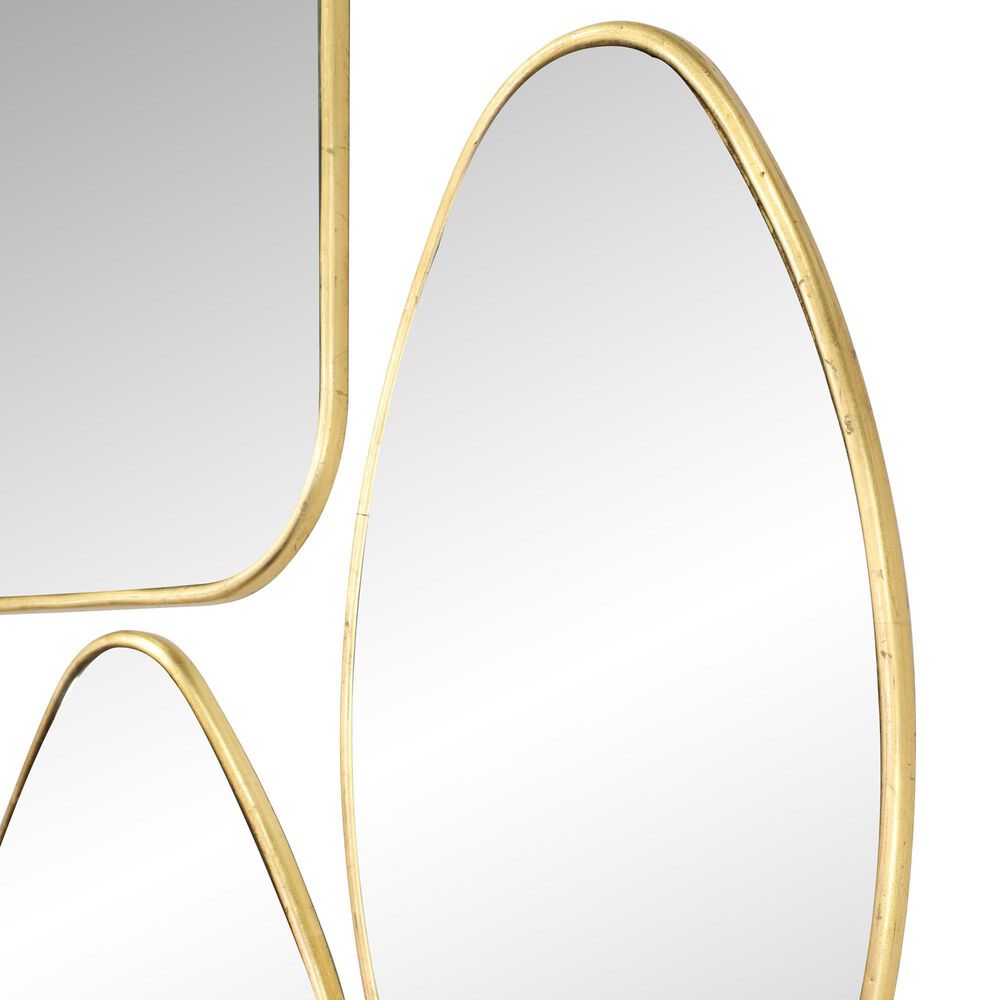 Maple and Jade Wall Mirror with Varying Shapes in Satin Gold &#40;Set of 4&#41;, , large