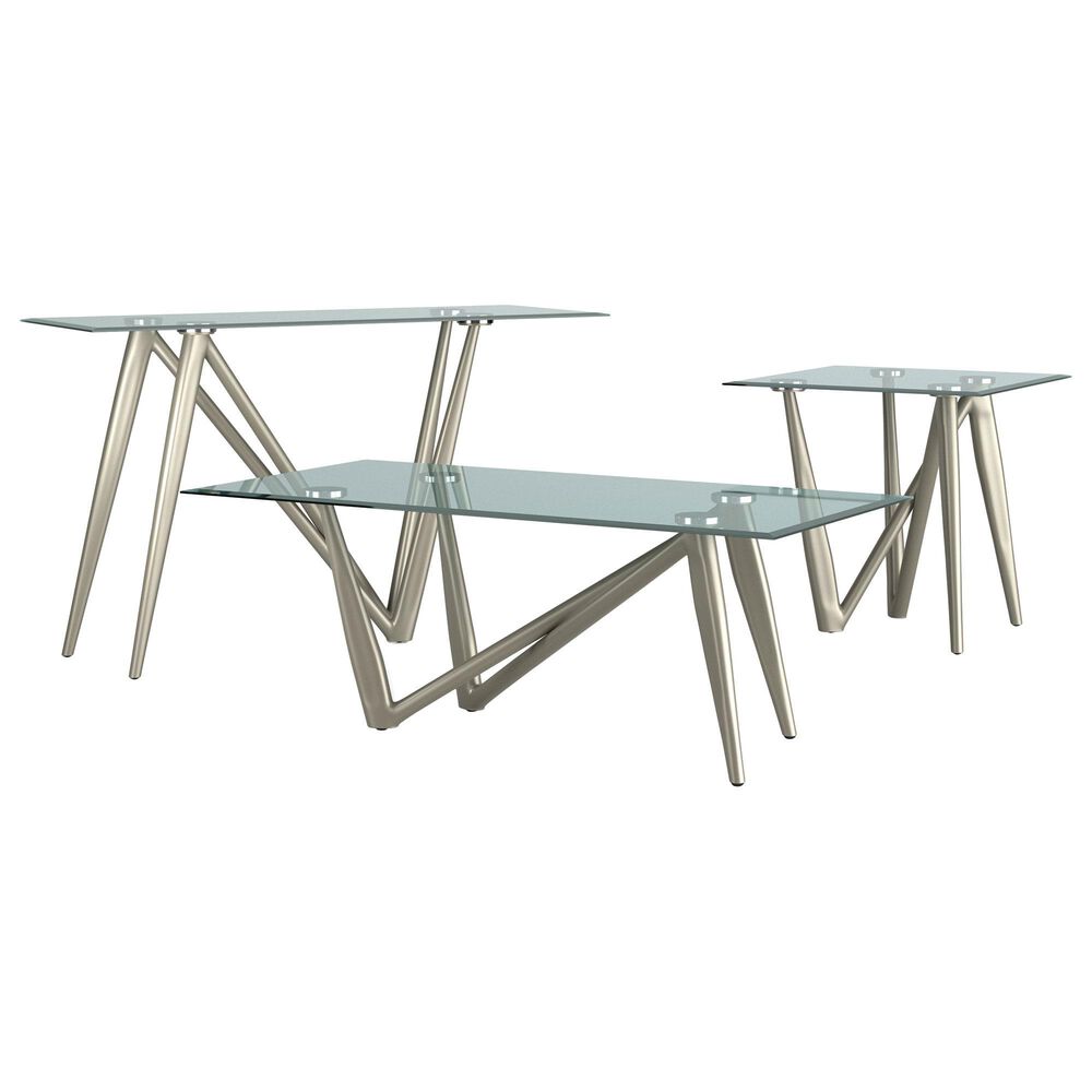 Furniture of America Dye Coffee Table Set in Champagne and Clear (Set of 3), , large
