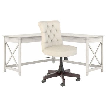 Bush Key West 2-Piece Desk Set with in Linen White Oak, , large