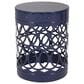 Hearth and Haven Cylindrical-Shaped Iron Patio End Table in Navy Blue (Set of 2), , large