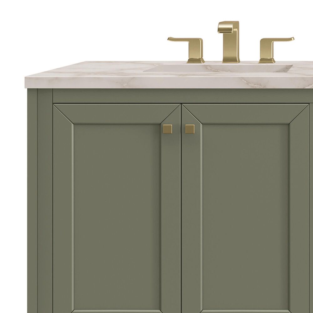 James Martin Vanities Chicago 72" Double Bathroom Vanity in Smokey Celadon with 3 cm Victorian Silver Quartz Top, Rectangular Sinks and FreePower Wireless Charger, , large