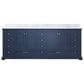 Lexora Home Dukes 84" Double Bathroom Vanity in Navy Blue with 2 cm White Carrara Marble Top and Rectangular Sinks, , large