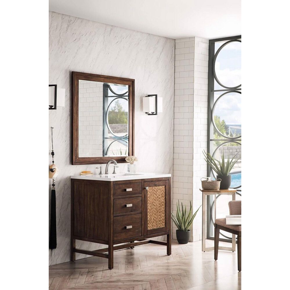 James Martin Vanities Addison 36" Rectangular Mirror in Mid Century Acacia, , large