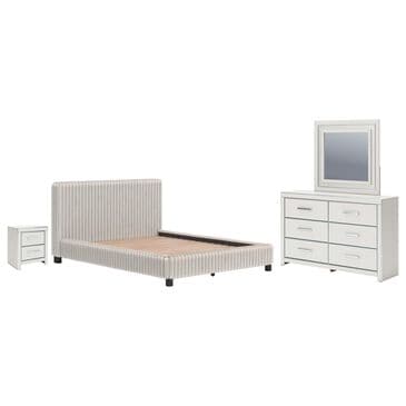 Ashley Zuraleus 4-Piece Queen Upholstered Platform Bedroom Set in Matte White, , large