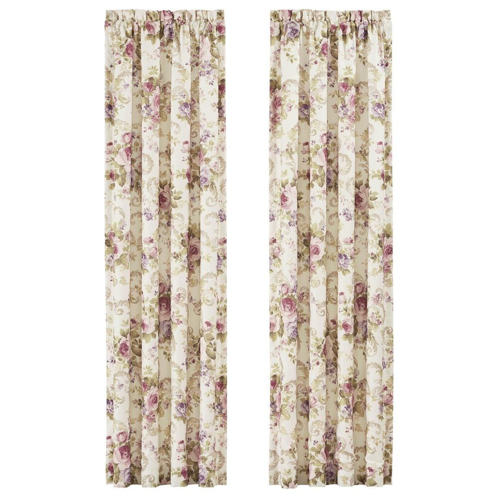 J. Queen New York Chambord 84" x 41" Window Panel Pair in Deep Plum, Lavender, Rose, Taupe and Green, , large