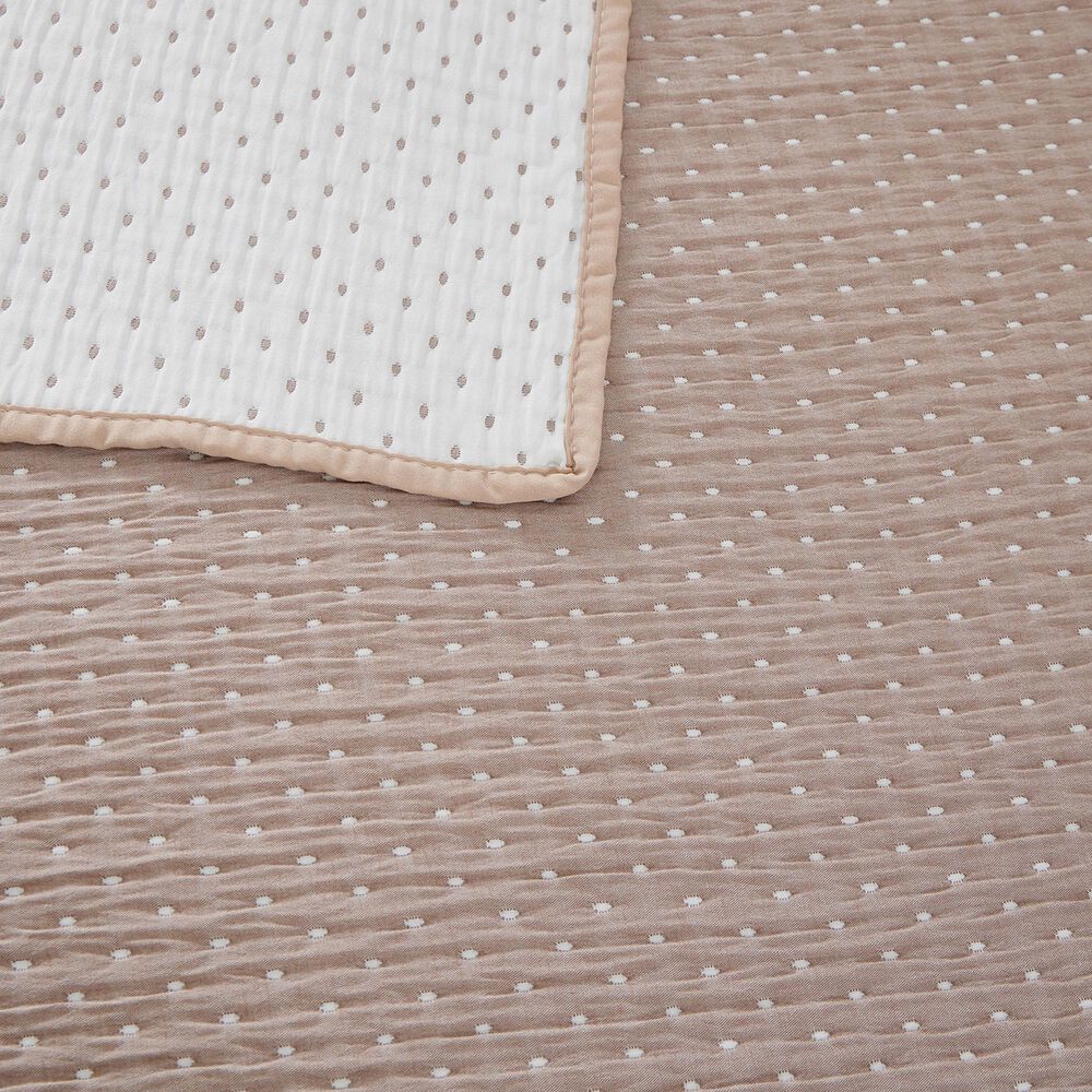 Duke Imports 3-Piece Jacquard Full/Queen Quilt Set in Latte Dots, , large