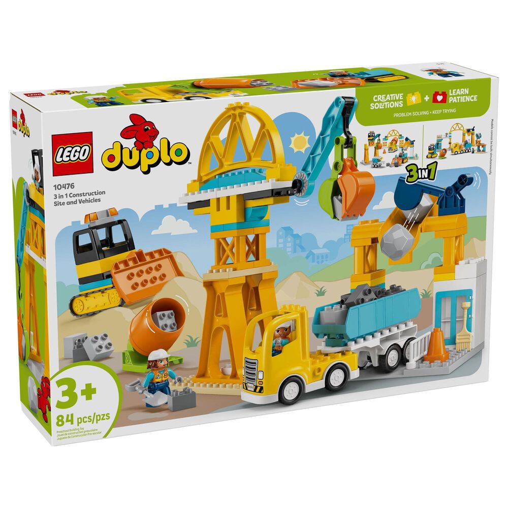 LEGO Duplo 3-In-1 Construction Site and Vehicles Building Set, , large