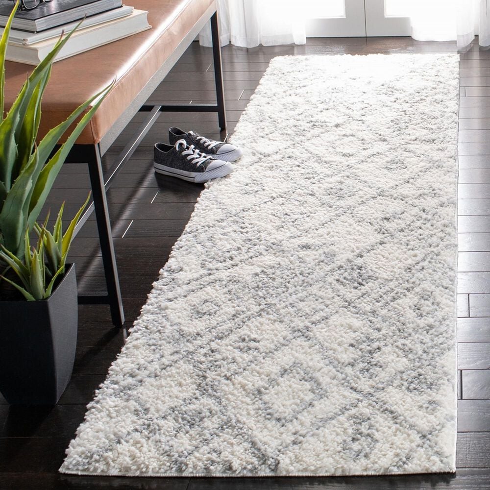 Safavieh Parma Shag PMA583A 2&#39;3&quot; x 9&#39; Cream and Grey Runner, , large