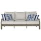 Ashley Rainier Ranch Outdoor Sofa with Beige Cushion in Brown, , large