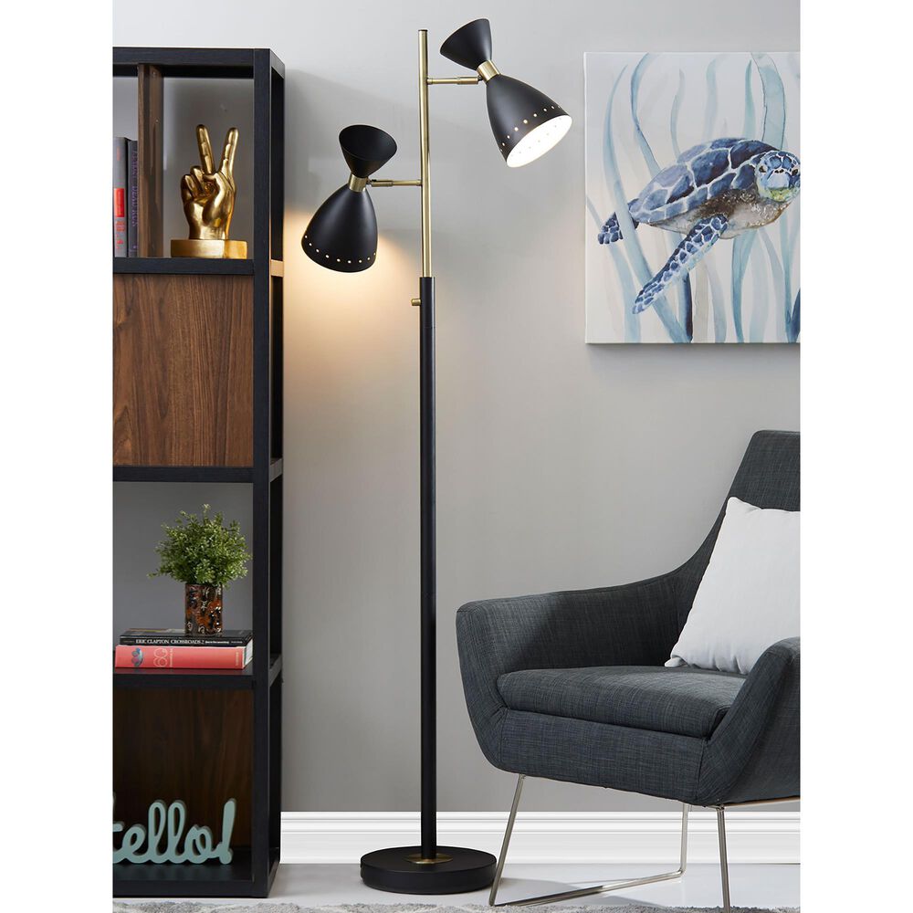 Adesso Oscar Tree Lamp in Black and Antique Brass, , large