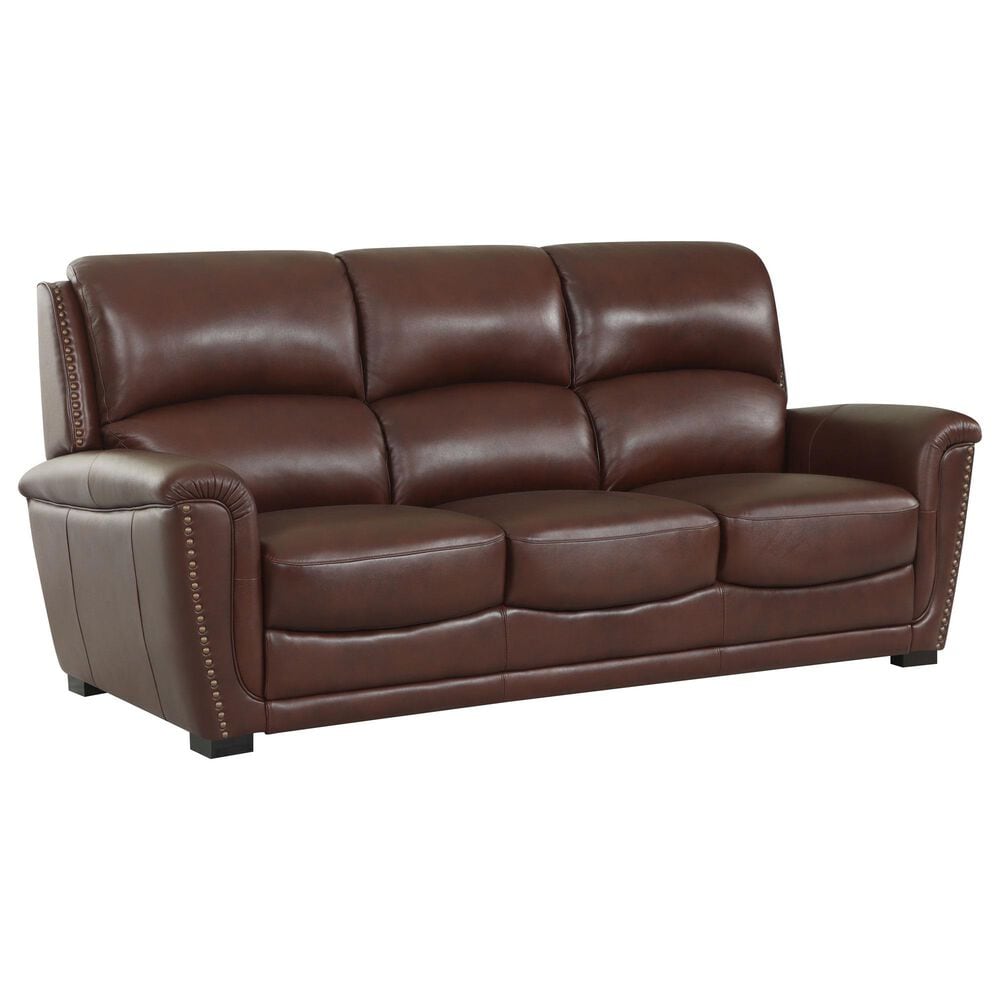 Chateau d'Ax 3-Piece Stationary Leather Living Room Set with Recliner in Red Brown, , large