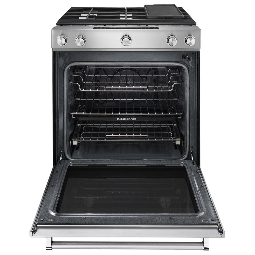 KitchenAid 30 Inch 5 Burner Gas Convection Slide-In Range with Baking Drawer in Stainless Steel, , large
