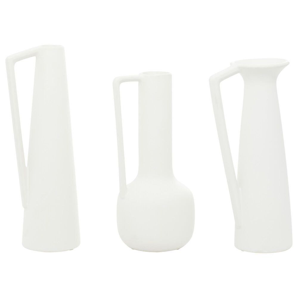 CosmoLiving by Cosmopolitan Modern Ceramic Vases in White (Set of 3), , large