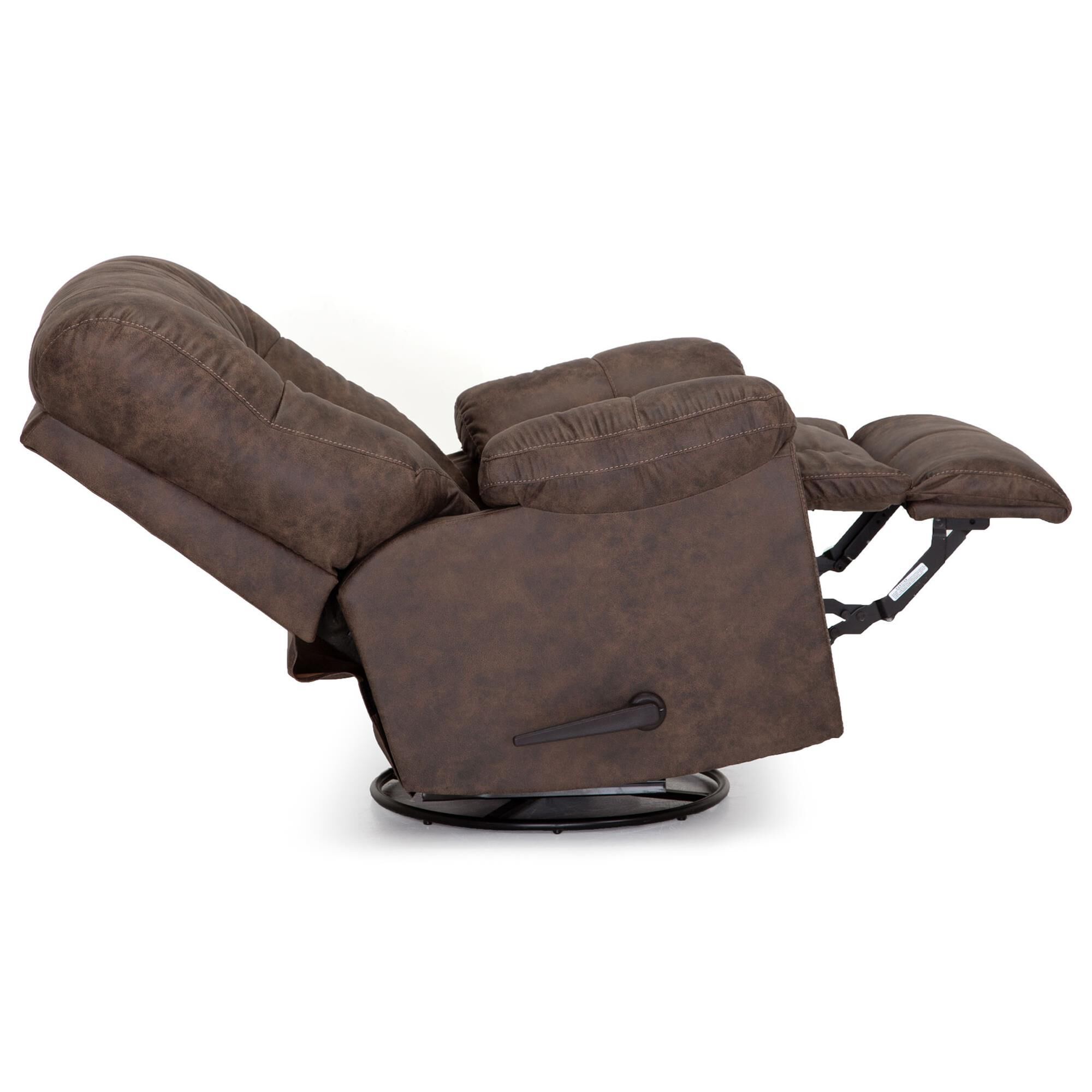 Moore Furniture Connery Manual Swivel Rocker Recliner in Amargo Coffee