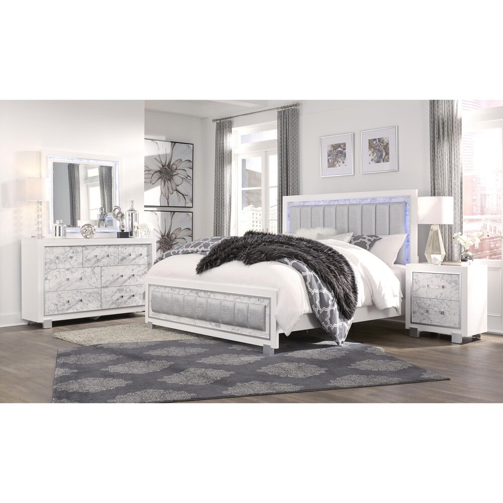 Global Furniture USA Santorini King Panel Bed in White, , large