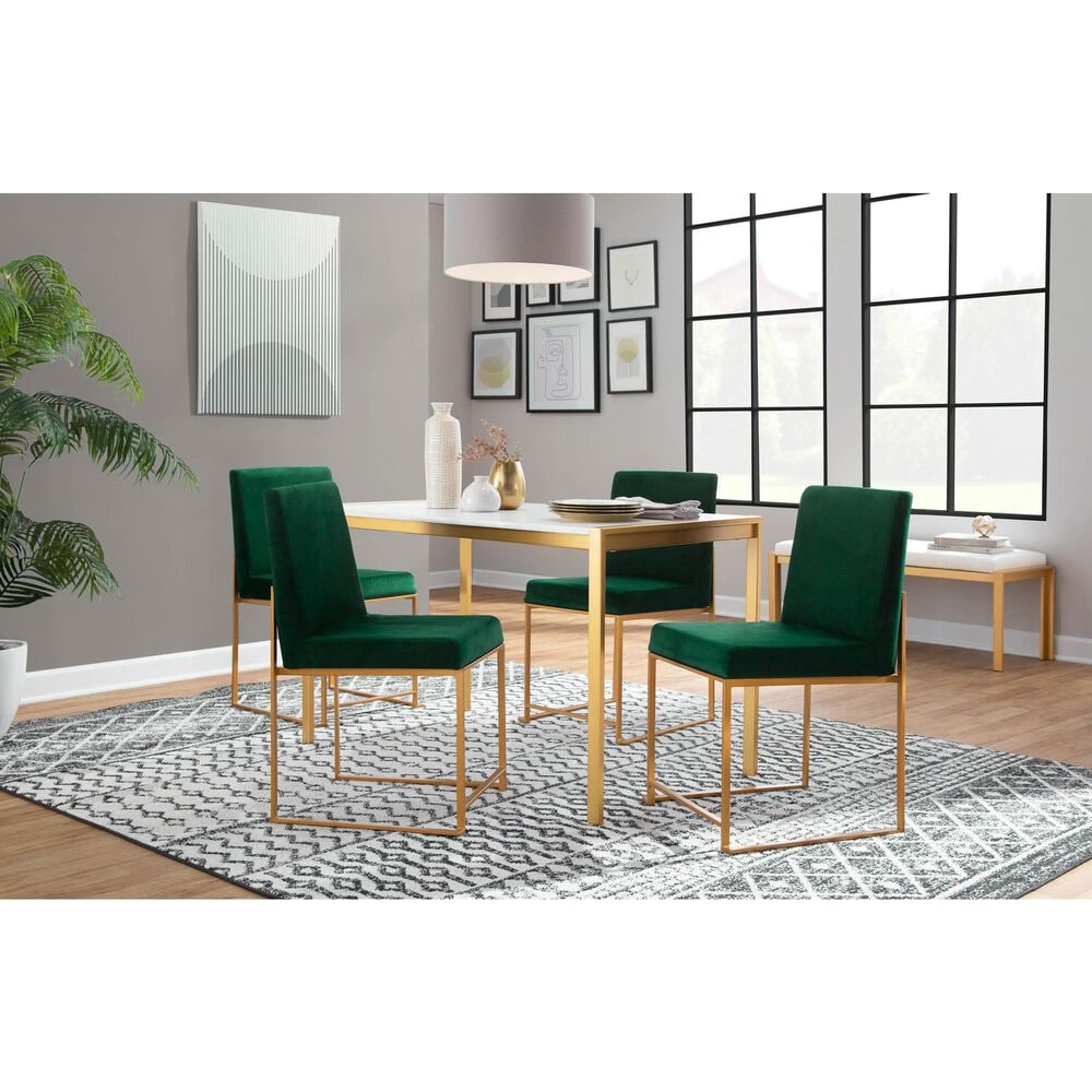 Lumisource Fuji Side Chair with Green Cushion in Gold &#40;Set of 2&#41;, , large
