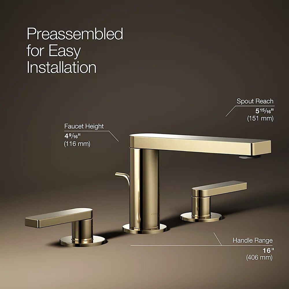 Kohler Composed Widespread Bathroom Sink Faucet in Vibrant French Gold, , large
