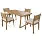 Hearth and Haven 5-Piece Outdoor Wooden Dining Set with U-Leg Table and Cushioned Chairs in Beige, , large