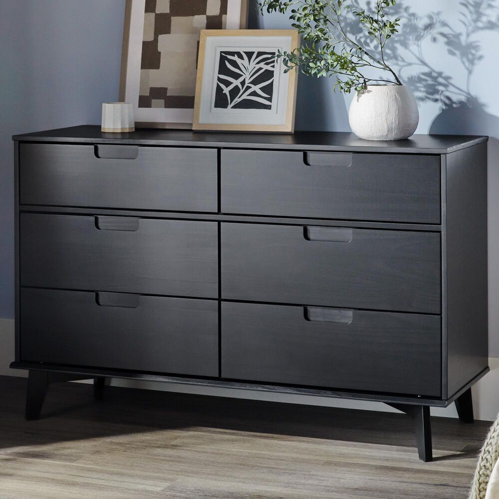 Walker Edison Sloane 6-Drawer Dresser in Black, , large
