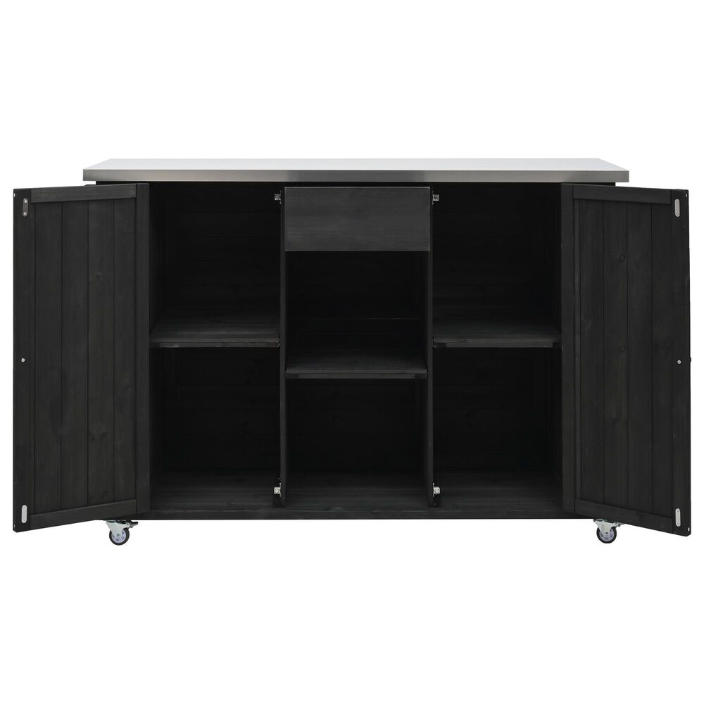 Hearth and Haven Outdoor Kitchen Island with Stainless Steel Top in Black, , large