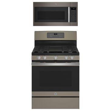 GE Appliances 2-Piece Kitchen Package with 30"" Gas Range and 1.9 Cu. Ft. Microwave Oven in Slate, , large