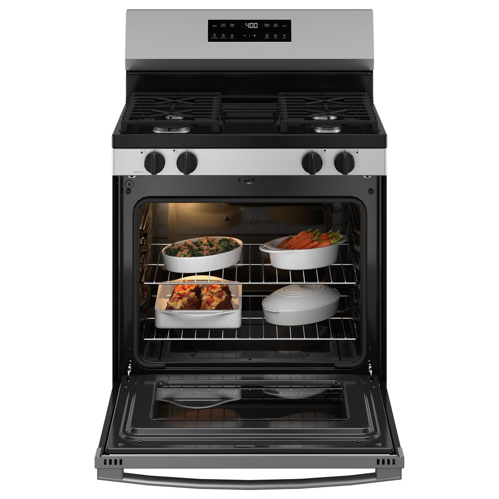 GE Appliances 30" Freestanding Gas Range with Self-Clean and 4 Burners in Stainless Steel and Black, , large