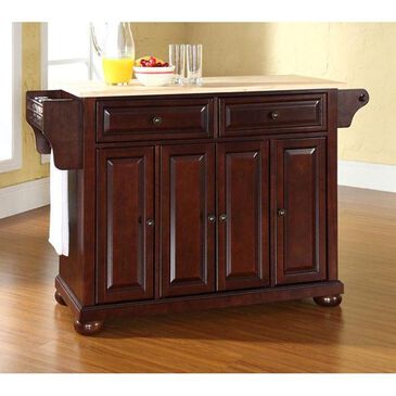 Crosley Furniture Alexandria Vintage Mahogany Natural Wood Top Kitchen Island, , large