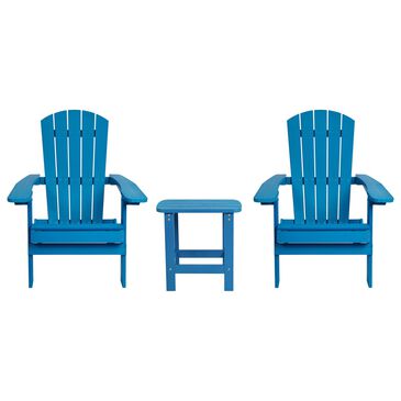 Flash Furniture Charlestown 3-Piece Folding Adirondack Set in Blue, , large