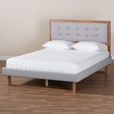 Baxton Studio Livinia Queen Platform Bed in Light grey/Ash walnut, , large
