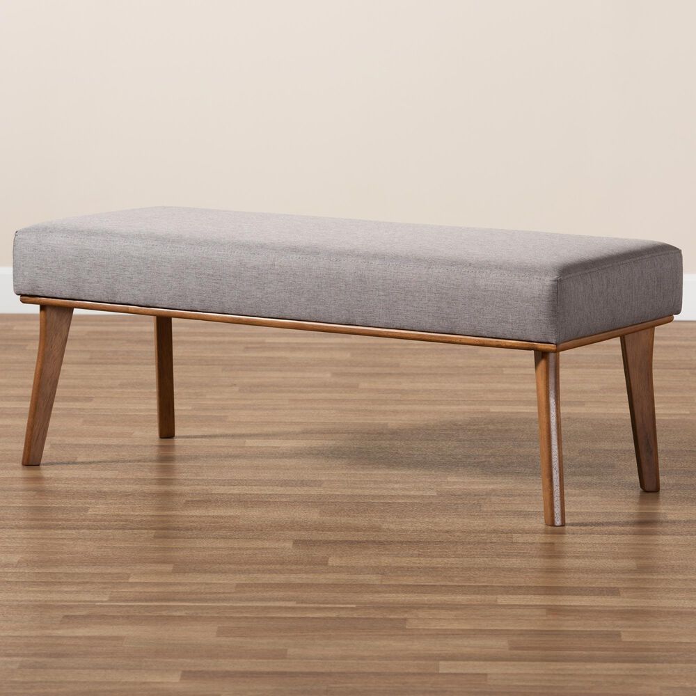 Baxton Studio Odessa Dining Bench in Walnut Brown, , large
