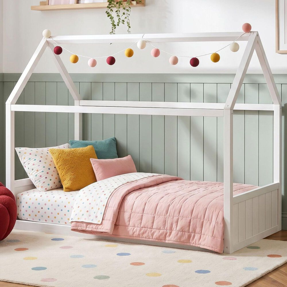 Mayberry Hill Sami Twin Canopy Montessori Bed in White, , large