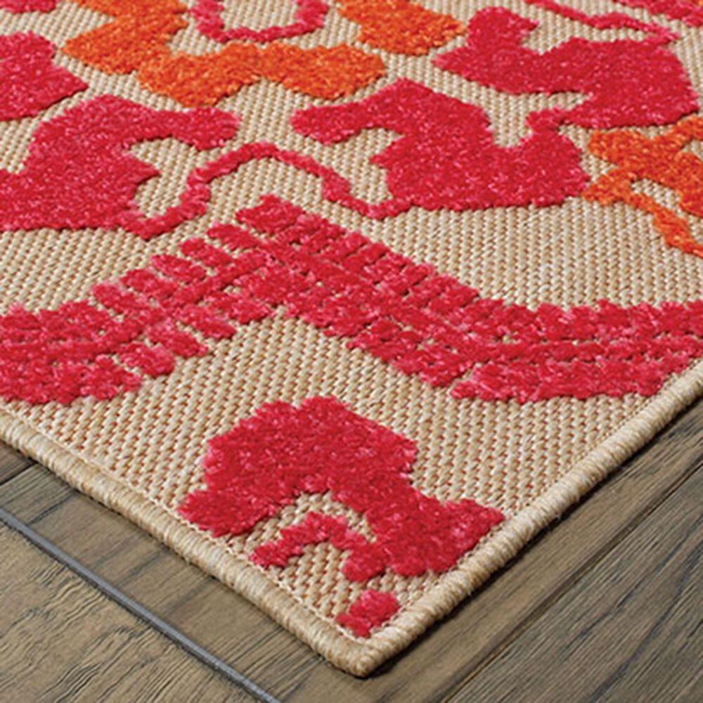 Oriental Weavers Cayman 2541V 9&#39;10&quot; x 12&#39;10&quot; Sand and Pink Area Rug, , large