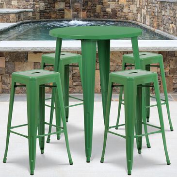 Flash Furniture 5-Piece Metal Bar Table Set in Green, , large