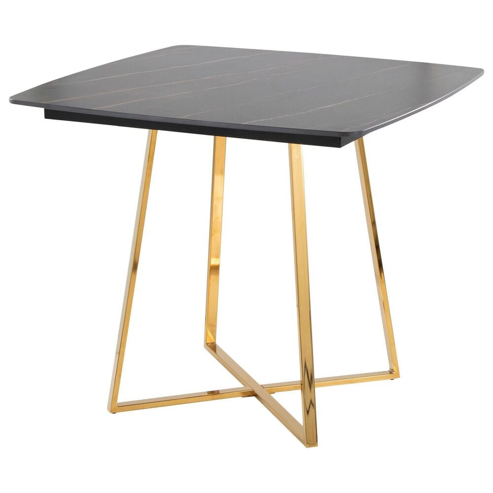 LumiSource Cosmo Square Dinette Table in Black and Gold - Table Only, , large
