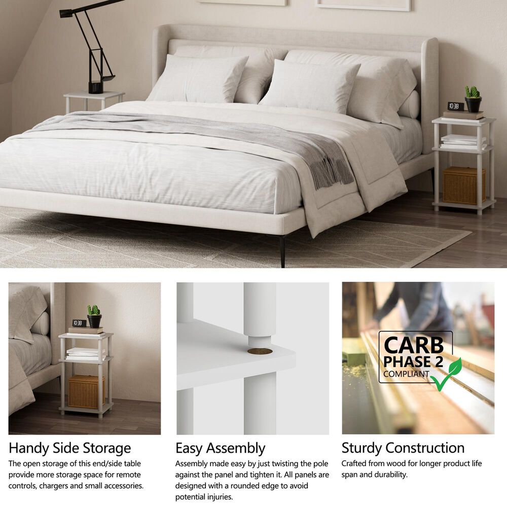 HOMLUX 3-Tier End Table in White, , large