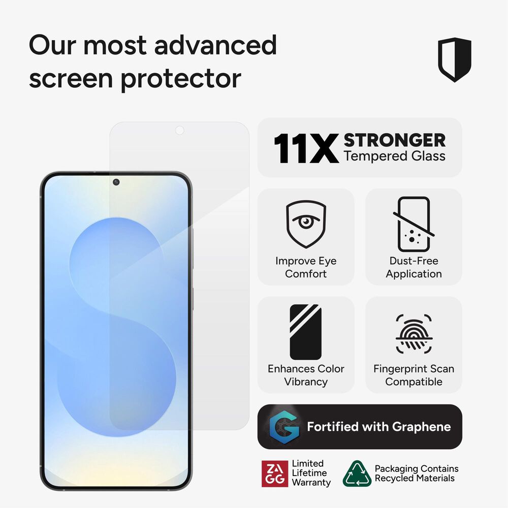 Zagg InvisibleShield XTR4 Glass Screen Protector for Samsung Galaxy S25 Plus in Clear, , large