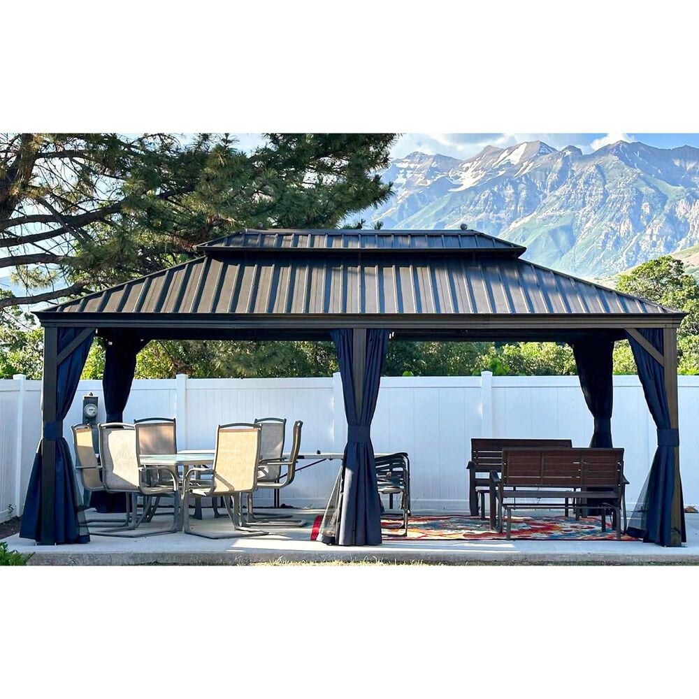 HOMLUX 12' x 20' Hardtop gazebo with double roof in Bronze, , large