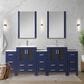Lexora Home Volez 84" Double Bathroom Vanity in Navy Blue with White Ceramic Top and Rectangular Sinks, , large