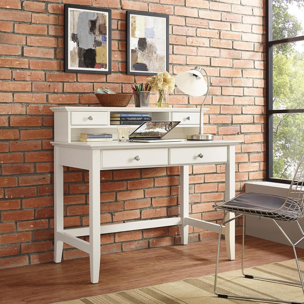 Crosley Furniture Campbell Writing Desk With Hutch In White Finish NFM