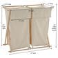Household Essentials Collapsible Double X-Frame Laundry Hamper Sorter with Poly-Cotton Bags in Natural, , large