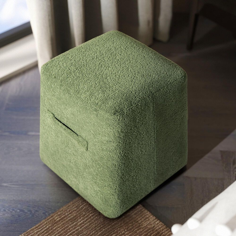 Jennifer Taylor Home Clyde Pouf in Moss Green, , large