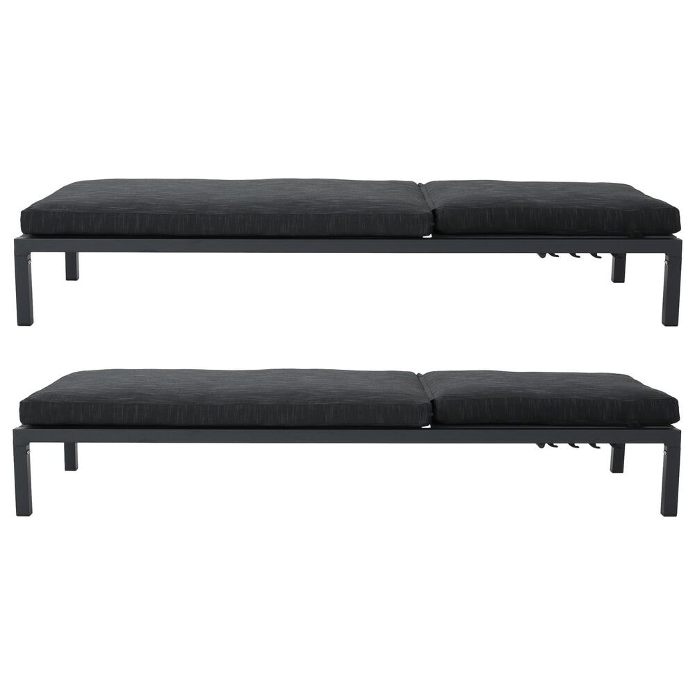 Hearth and Haven Navan Outdoor Foldable and Stackable Chaise Lounge in Dark Grey &#40;Set of 2&#41;, , large