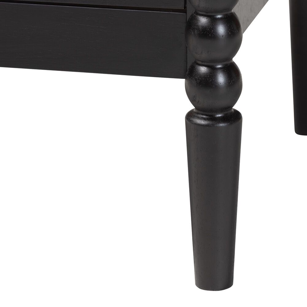 Baxton Studio Lucera 2-Drawer Bobbin Nightstand in Black, , large