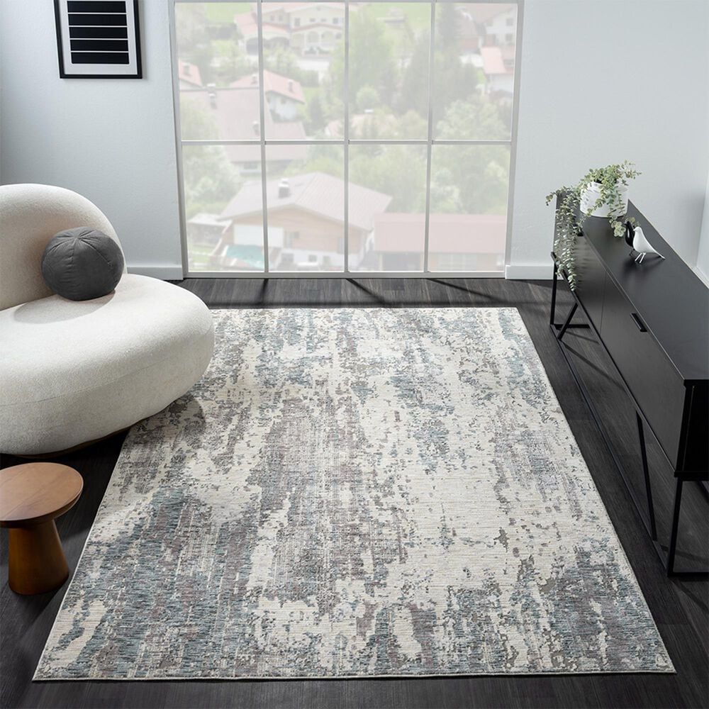 37B Allure Abstract Gray and Blue 7&#39;9&quot; x 9&#39;9&quot; Area Rug, , large