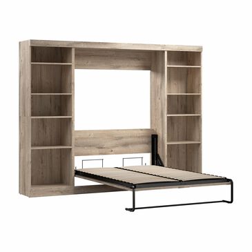 Bestar Pur 109" Full Murphy Storage Bed in Rustic Brown, , large