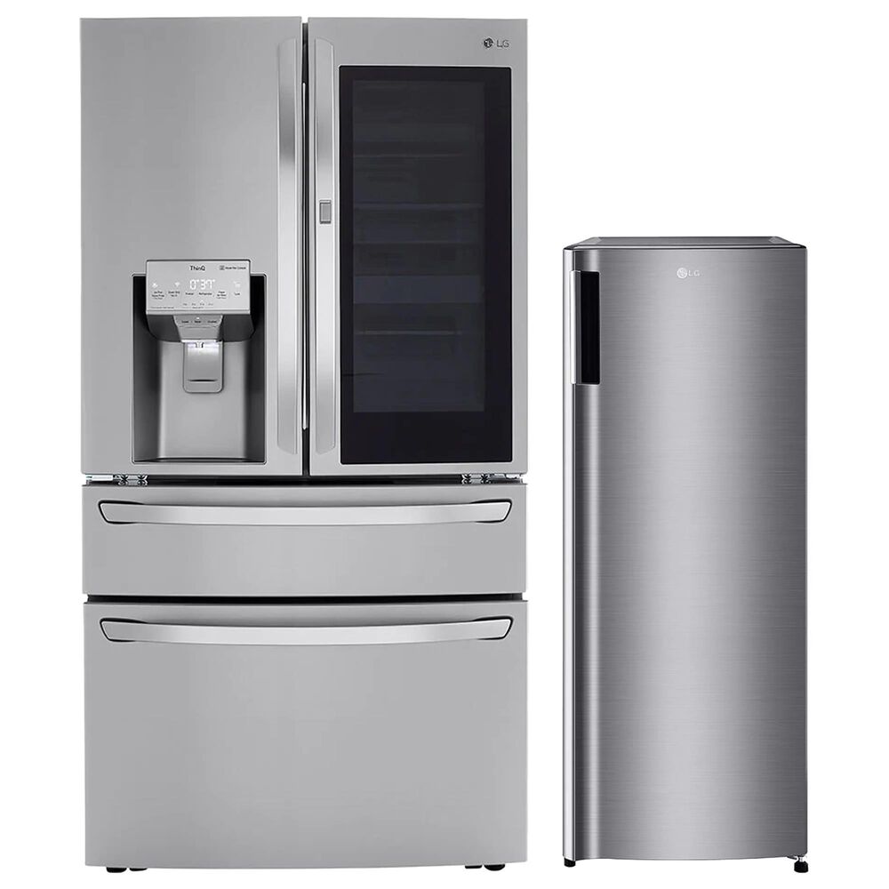 LG 2-Piece Kitchen Package with 29.5 Cu. Ft 4-Door French Door Refrigerator and Single Door Freezer in Stainless Steel, , large