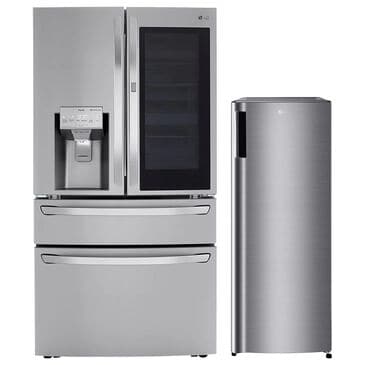 LG 2-Piece Kitchen Package with 29.5 Cu. Ft 4-Door French Door Refrigerator and Single Door Freezer in Stainless Steel, , large