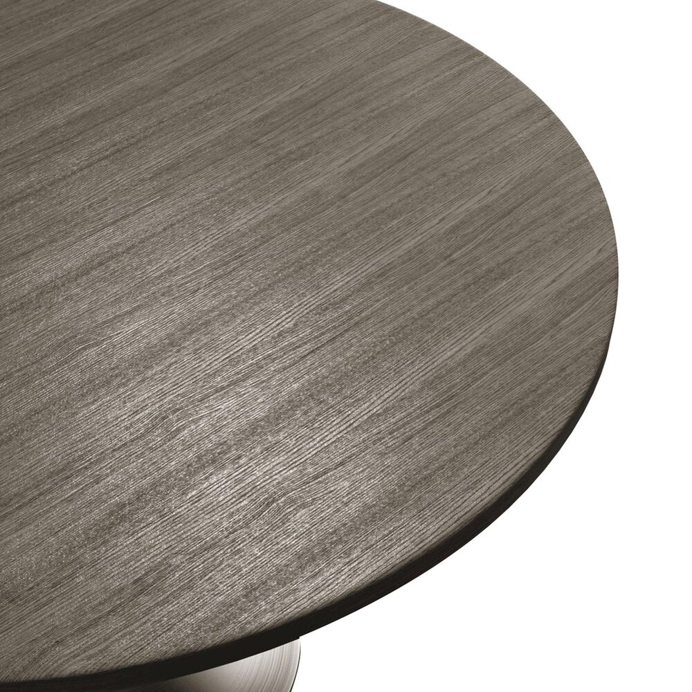 Leisuremod LeisureMod Verve Collection 48 Round Dining Table, Brushed Chrome Base with Dark Maple MDF Top, , large