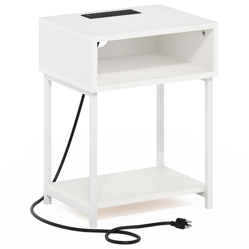 HOMLUX 19.7"3-Tier End Table in White, , large
