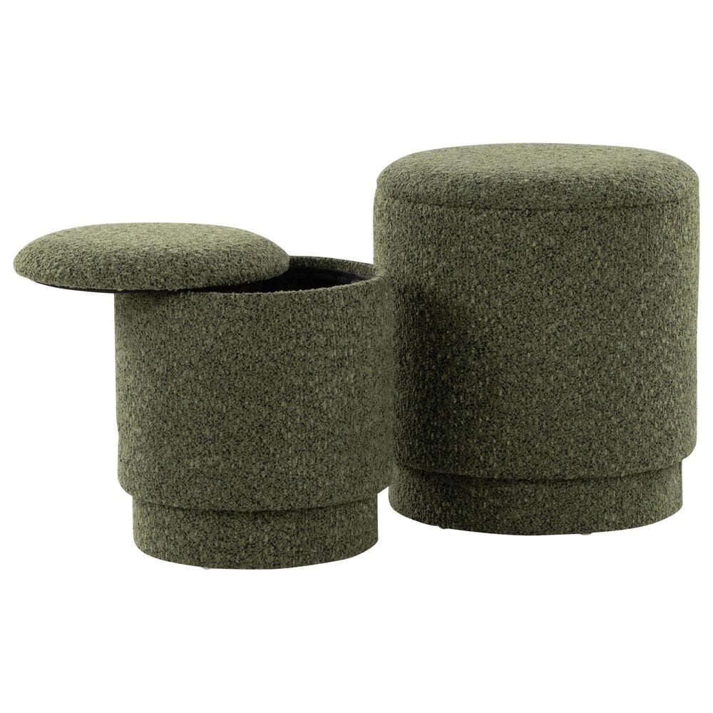 Lumisource Marla 2-Piece Upholstered Ottoman Set in Dark Green, , large